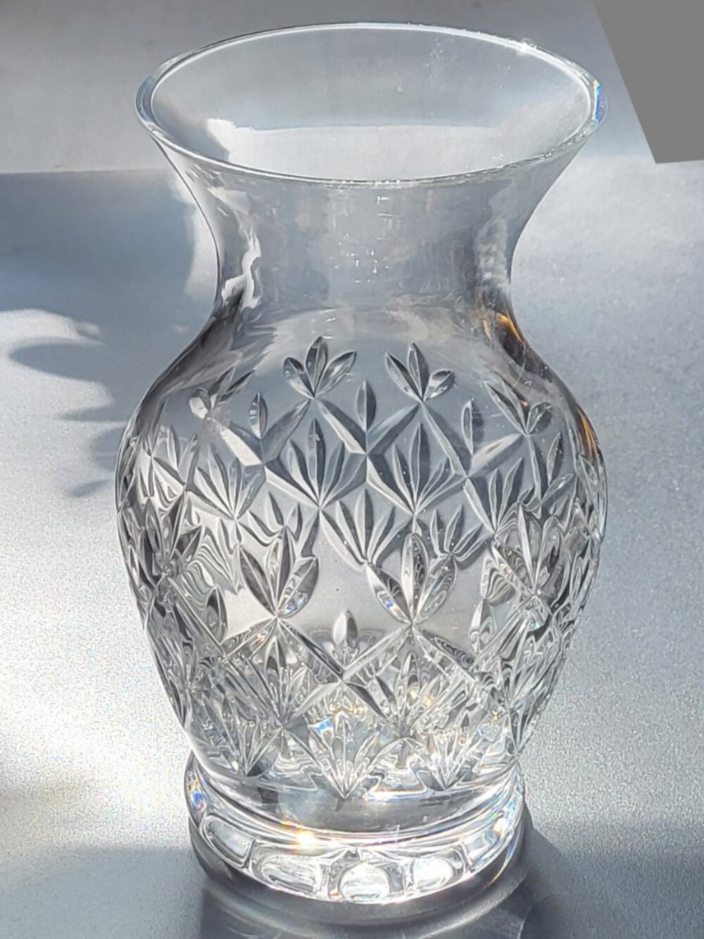 Tiffany & Co Sybil 🌿Large 8" Tall 🌿Crystal Flower Vase Diamond Cut ~ EUC ~Rare